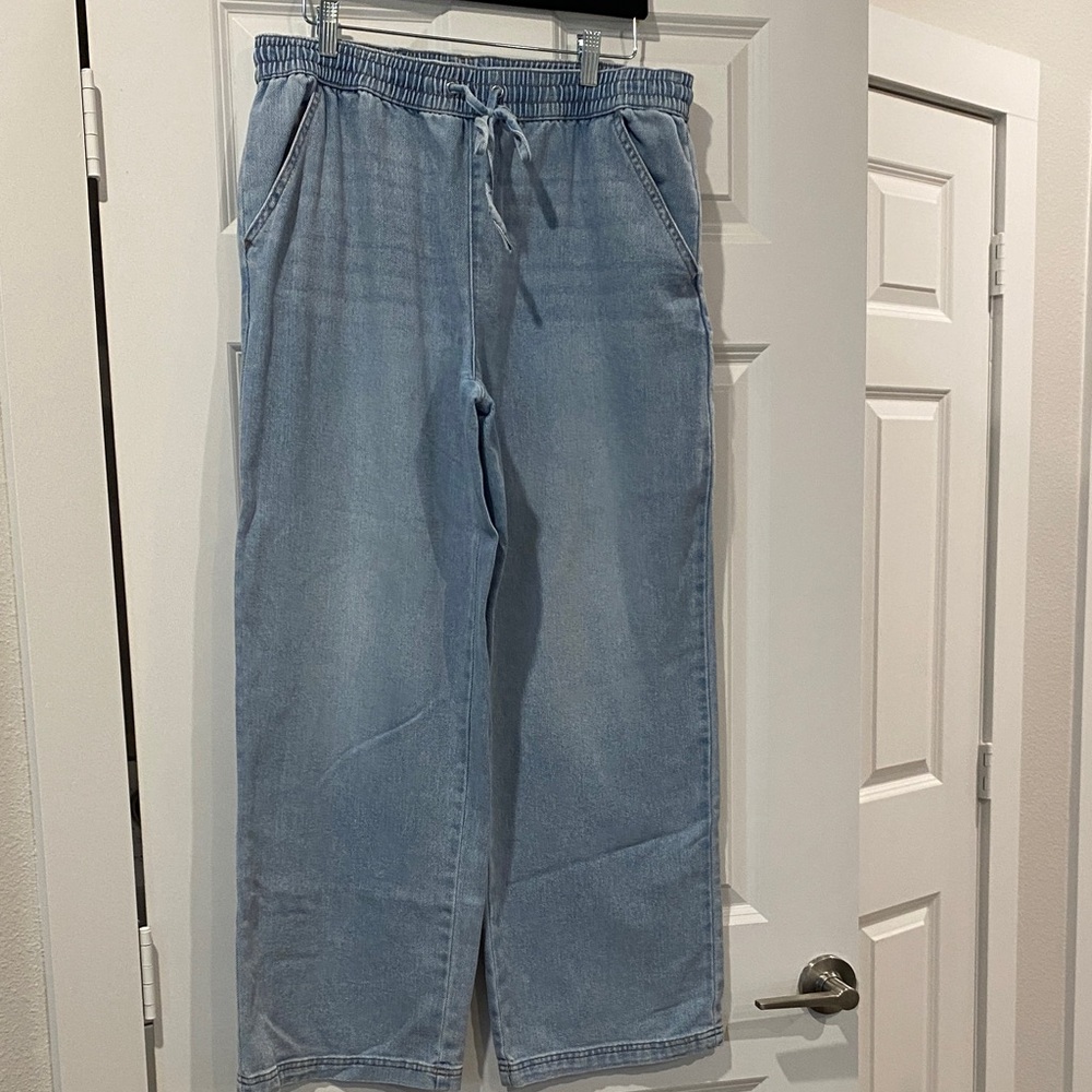 Vanilla Star Light Blue Wide Leg Drawstring Jeans